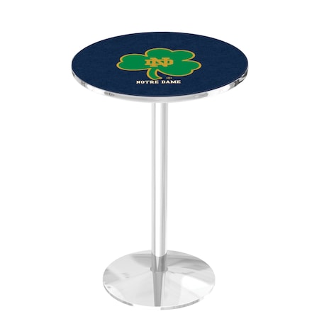 Holland Bar Stool Co 36" Chrome Notre Dame Shamrock Pub Table, 36" dia. Top L214C3636ND-Shm